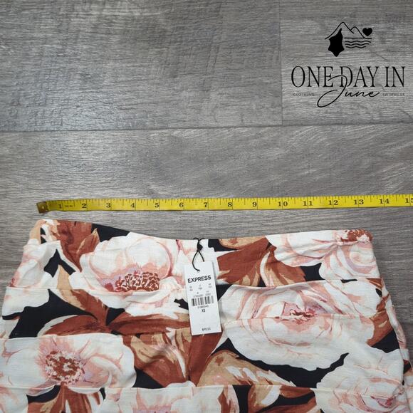 Express Linen Floral Pencil Skirt Size XS - Picture 3 of 5